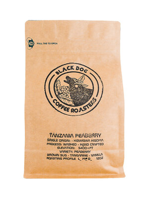 Black Dog Coffee Roasters "Tanaznia Peaberry" Whole Coffee Bean 12oz Bag, Signal Hill, California