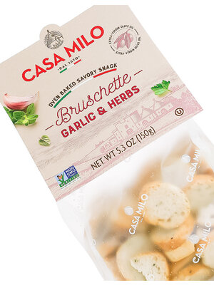 Casa Milo Bruschette Traditional Italian Oven Baked Toasts 5.3oz Bag, Italy