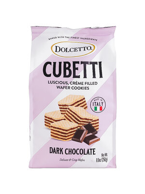 Dolcetto Cubetti Dark Chocolate Wafer Cookies 8.8oz Bag, Italy