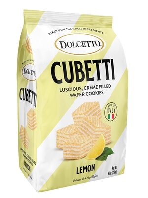 Dolcetto Cubetti Lemon Creme Filled Wafer Cookies 8.8oz Bag, Italy