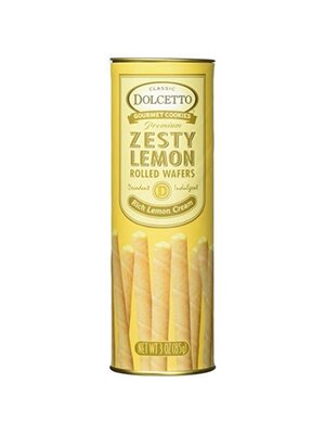 Dolcetto Rolled Wafers Zesty Lemon 3oz Tin Can