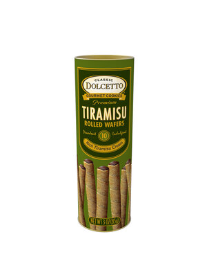 Dolcetto Tiramisu Rolled Wafers 3oz Tin Can