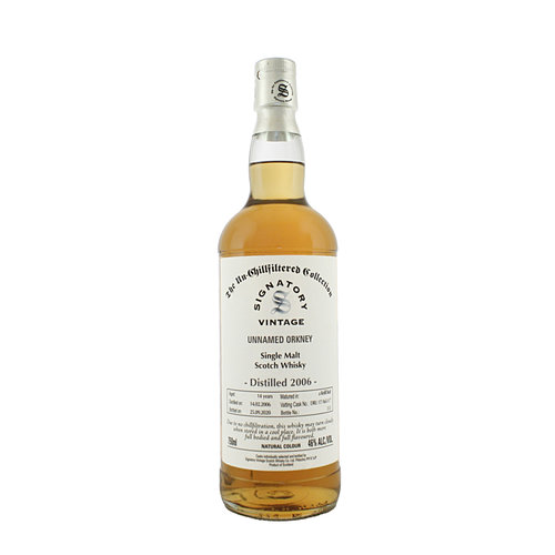 Signatory "The Un-Chillfiltered Collection" Vintage 2006 "Unnamed Orkney" Single Malt Scotch Whisky Signatory "The Un-Chillfiltered Collection" Vintage 2006 "Unnamed Orkney" Single Malt Scotch Whisky