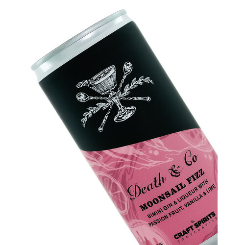 Death & Co "Moonsail Fizz" Bimini Gin & Liqueur with Passion Fruit, Vanilla & Lime 200ml Can, Ventura, CA Death & Co "Moonsail Fizz" Bimini Gin & Liqueur with Passion Fruit, Vanilla & Lime 200ml Can, Ventura, CA