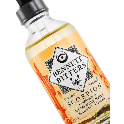 Bennett Bitters "Scorpion" Extremely Spicy Slightly Umami 4oz Bottle, New York Bennett Bitters "Scorpion" Extremely Spicy Slightly Umami 4oz Bottle, New York