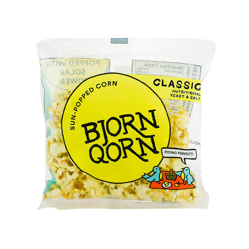 Bjorn Qorn "Spicy" Sun-Popped Corn with Salt 3oz Bag, New York Bjorn Qorn "Spicy" Sun-Popped Corn with Salt 3oz Bag, New York