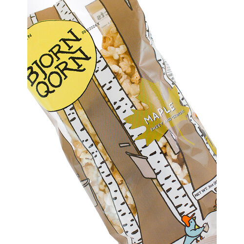 Bjorn Qorn/Tree Juice Maple Syrup "Maple" Sweet & Crunchy Sun-Popped Corn 3oz Bag Bjorn Qorn/Tree Juice Maple Syrup "Maple" Sweet & Crunchy Sun-Popped Corn 3oz Bag
