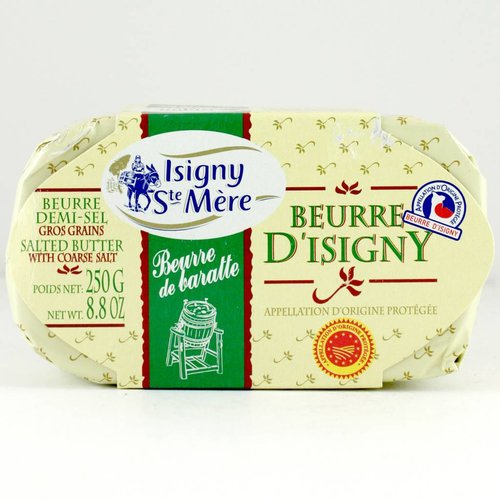 Isigny Ste. Mere Beurre D'Isigny Salted Butter With Sea Salt Crystals 8.8oz Bar, Normandy, France Isigny Ste. Mere Beurre D'Isigny Salted Butter With Sea Salt Crystals 8.8oz Bar, Normandy, France
