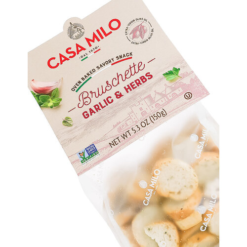 Casa Milo Bruschette Traditional Italian Oven Baked Toasts 5.3oz Bag, Italy Casa Milo Bruschette Traditional Italian Oven Baked Toasts 5.3oz Bag, Italy