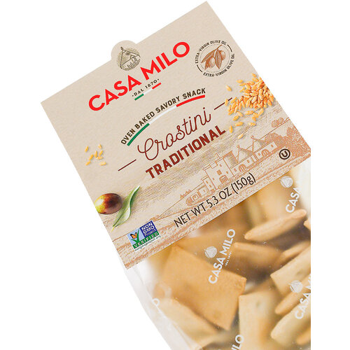 Casa Milo Crostini Traditional Italian Crackers 5.3oz Bag, Italy Casa Milo Crostini Traditional Italian Crackers 5.3oz Bag, Italy