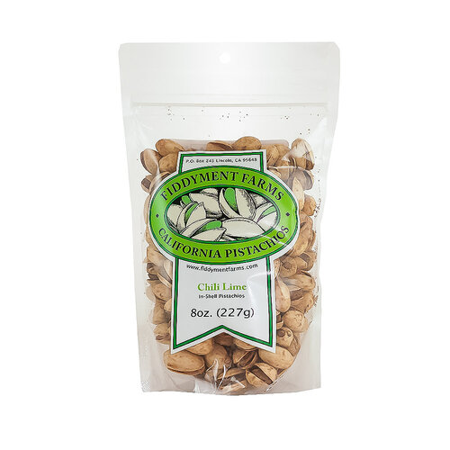 Fiddyment Farms "Chili Lime" California Pistachios In-Shell 8oz Bag, Lincoln, California Fiddyment Farms "Chili Lime" California Pistachios In-Shell 8oz Bag, Lincoln, California