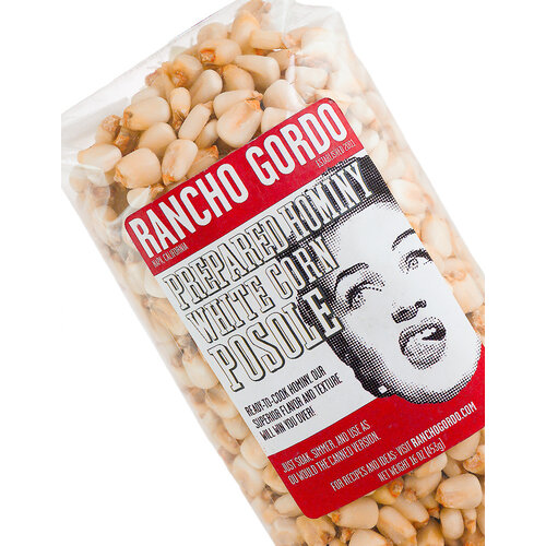 Rancho Gordo Prepared Hominy White Corn Posole 16oz Bag, Napa, California Rancho Gordo Prepared Hominy White Corn Posole 16oz Bag, Napa, California