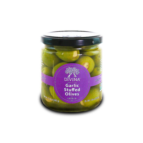 Divina Garlic Stuffed Olives 7.8oz Jar, Greece Divina Garlic Stuffed Olives 7.8oz Jar, Greece