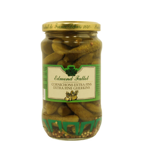Edmond Fallot Cornichon Pickles Extra Fine Gherkins 11.9oz Jar, France Edmond Fallot Cornichon Pickles Extra Fine Gherkins 11.9oz Jar, France