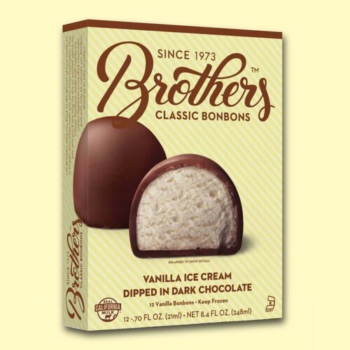Brothers Classic Bonbons Vanilla Ice Cream Dipped in Dark Chocolate, Santa Ana, California Brothers Classic Bonbons Vanilla Ice Cream Dipped in Dark Chocolate, Santa Ana, California