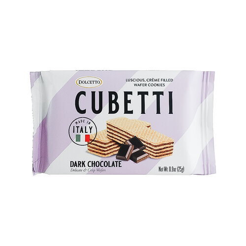 Dolcetto Cubetti Dark Chocolate Wafers Cookie .9oz, Italy Dolcetto Cubetti Dark Chocolate Wafers Cookie .9oz, Italy