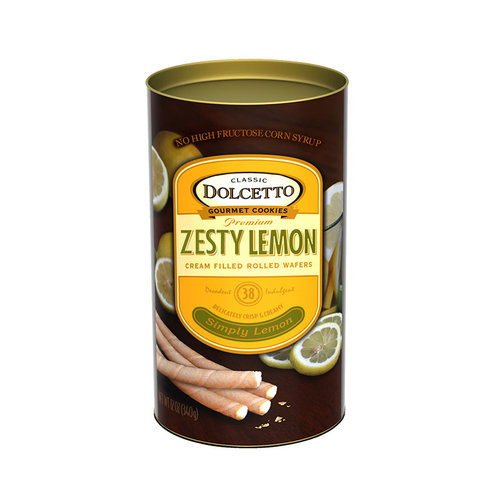 Dolcetto Rolled Wafers Zesty Lemon 12oz can Dolcetto Rolled Wafers Zesty Lemon 12oz can