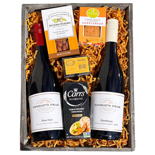 "Central Coast Road Trip" Bishop's Peak 2 bottle Gift basket "Central Coast Road Trip" Bishop's Peak 2 bottle Gift basket