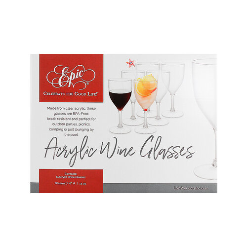 Epic Acrylic Wine Glasses 14oz, Set Of 6 Epic Acrylic Wine Glasses 14oz, Set Of 6