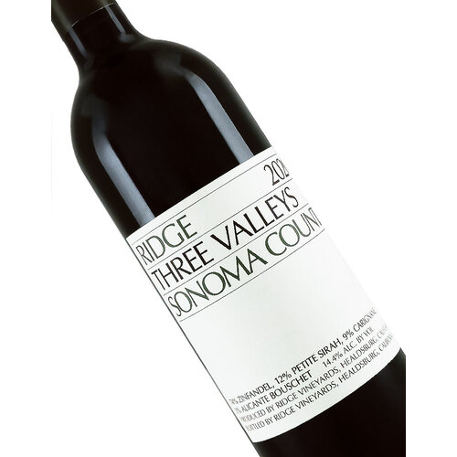 Ridge Vineyards 2021 Three Valleys Red Wine, Sonoma County Ridge Vineyards 2021 Three Valleys Red Wine, Sonoma County
