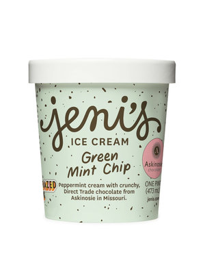 Jeni's "Green Mint Chip" Ice Cream Pint, Ohio