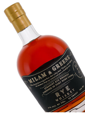 Milam & Greene Rye Whiskey Finished In Port Wine Casks, Distilled In Indiana, Bottled In Texas