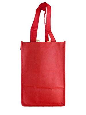 True Brands Burgundy 4 Bottle Woven Tote Bag