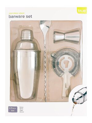 True Stainless Steel 4 Piece Barware Set